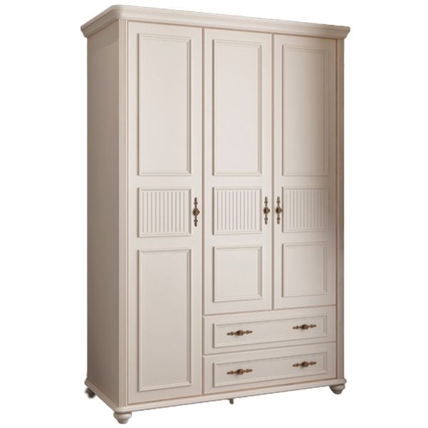 White Wooden Coat Locker Modern Glossy Kids Closet with 2-Drawer