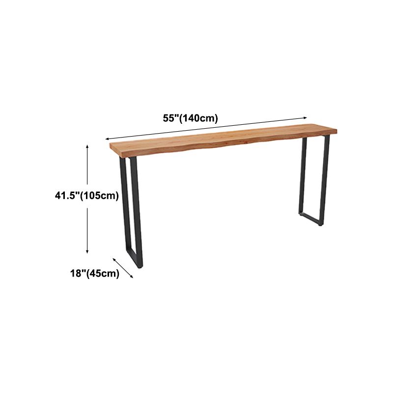 Moderne Bar Esstisch Innenrechteck Holz Bar Tisch Metall Basis in Braun