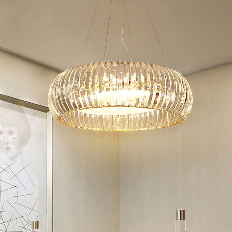 Minimal Globe Hanging Chandelier Crystal 6 Lights Living Room Pendant Light Fixture in Gold