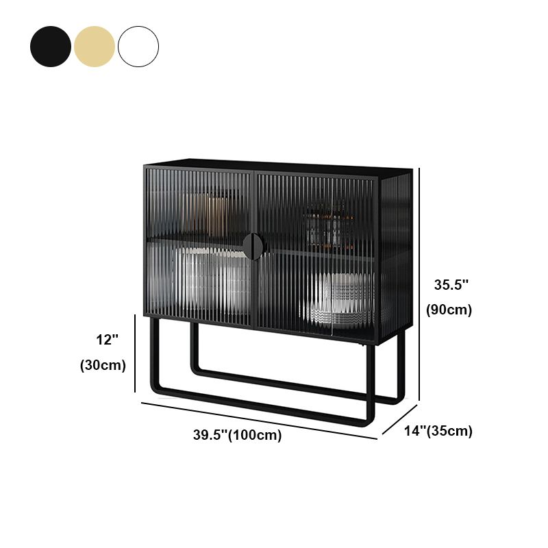 36'' Height Sideboard Table Glass Two Doors Buffet Server for Living Room