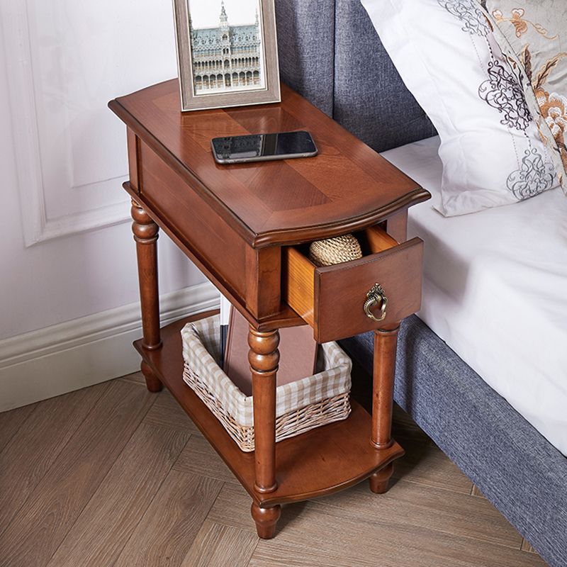 Solid Wood Bedside Cabinet Traditional Night Table for Bedroom