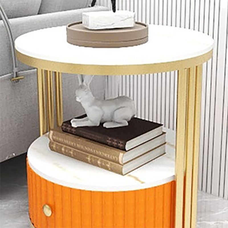 Glam Bed Nightstand Open Storage Bedside Cabinet for Bedroom