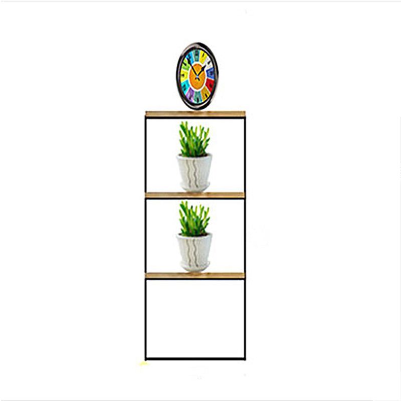 Contemporary Etagere Bookshelf Iron Frame White Manufactured Wood Shelf Bookcase