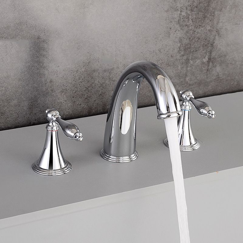 Modern Widespread Sink Faucet Plain Bathroom Double Handle Faucet with Lever Handle