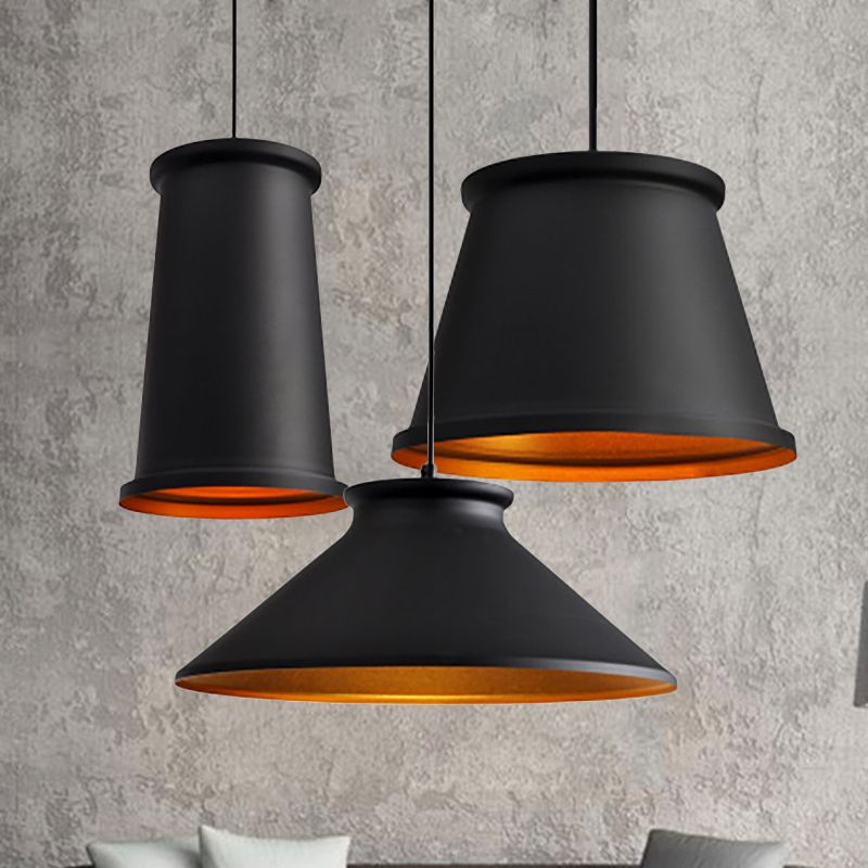 Black/White Tapered Hanging Lighting Single Light Modern Metal Ceiling Pendant for Dining Room