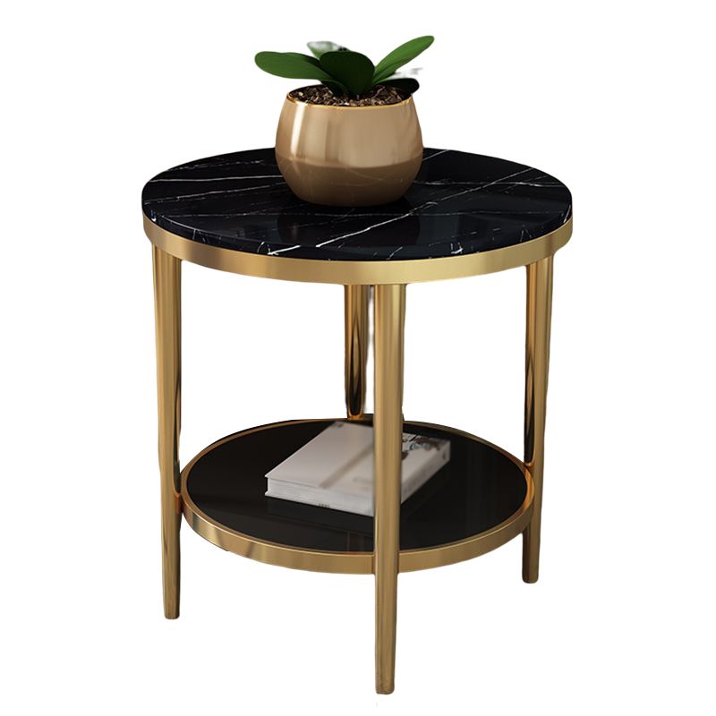 Contemporary Style Round Side End Table Metal Frame Side Table