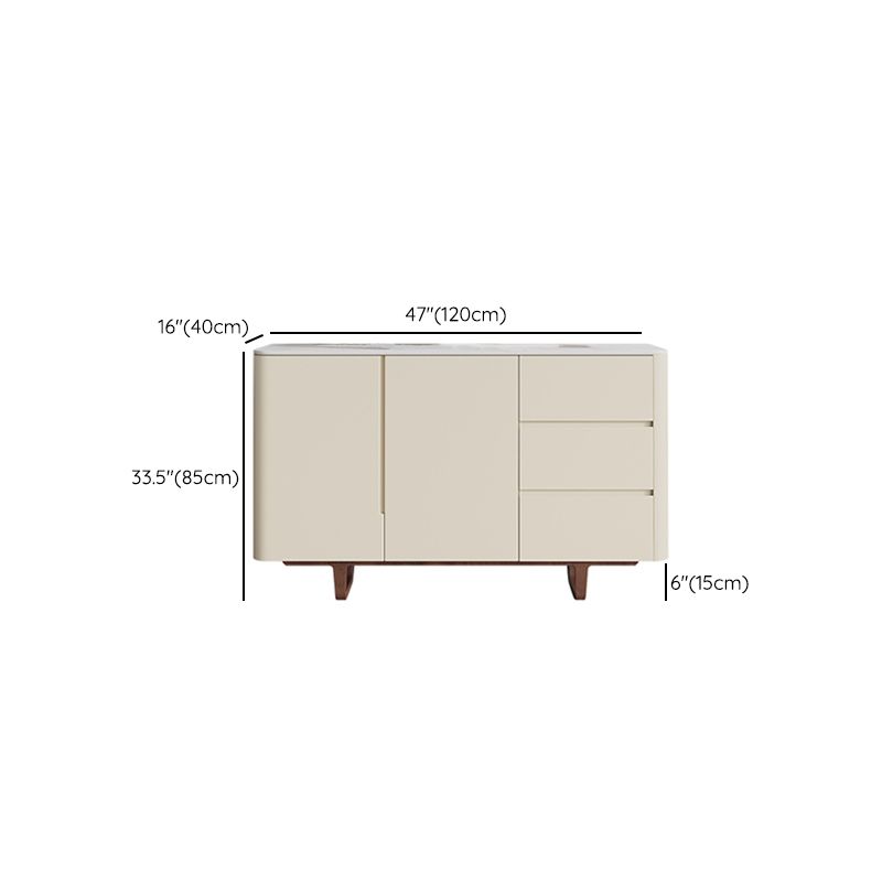 Stone Credenza Contemporary Style Sideboard with Cabinets and Drawers