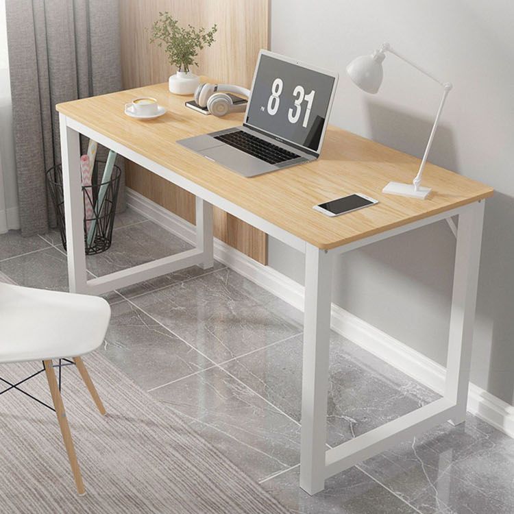 Contemporary Rectangular Computer Desk H-Shape Office Desk with Metal Legs