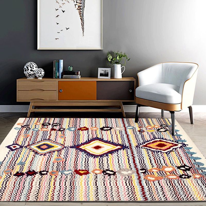 Americana Living Room Rug Multi Color Southwestern Print Carpet Polypropylene Anti-Slip Machine Washable Rug