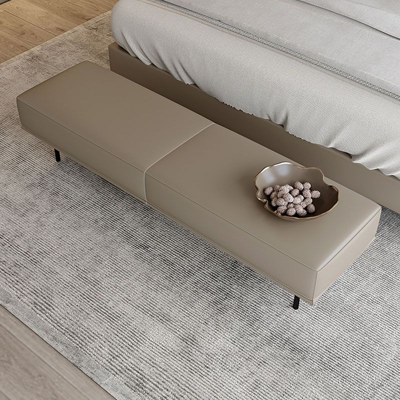 Contemporary Upholstered Bench Bedroom Rectangle Seating Bench with Black Legs