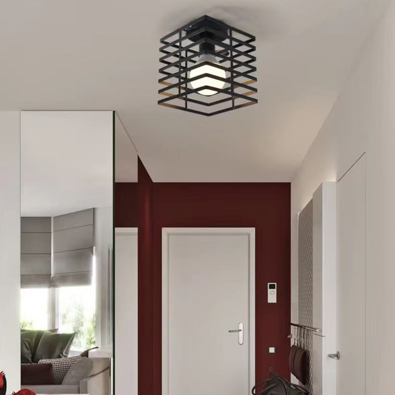 Nordic Style Ceiling Light Cuboid Shape Ceiling Lamp with Iron Shade for Bedroom