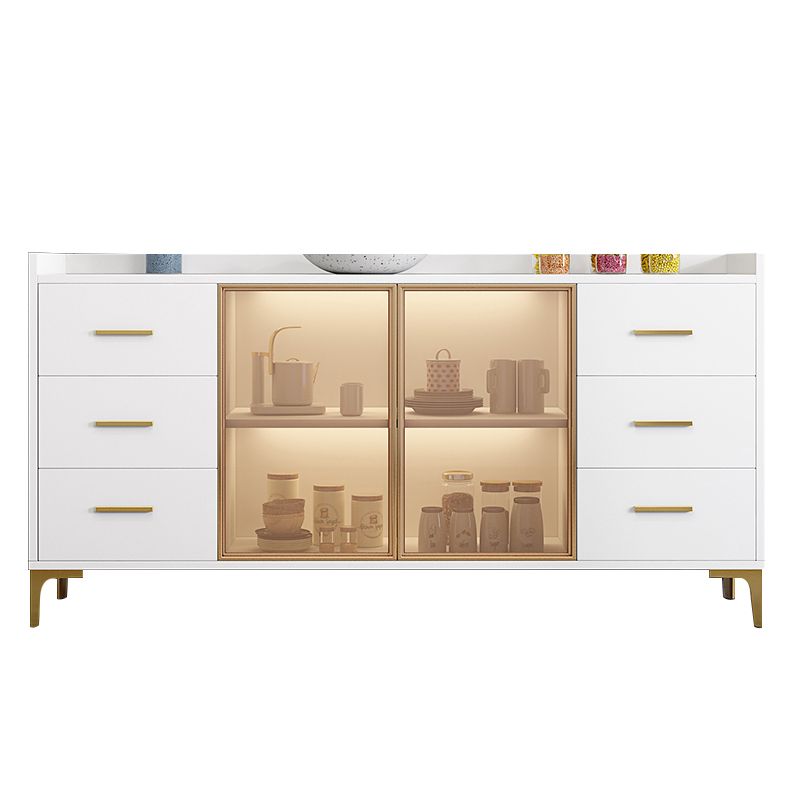 Contemporary Style Buffet Table Wood Side Board with Cabinets and Drawers