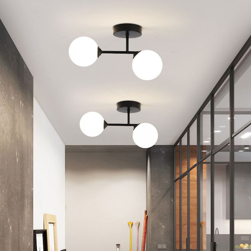 Modern Spherical Ceiling Mount Light with Glass Shade for Aisle