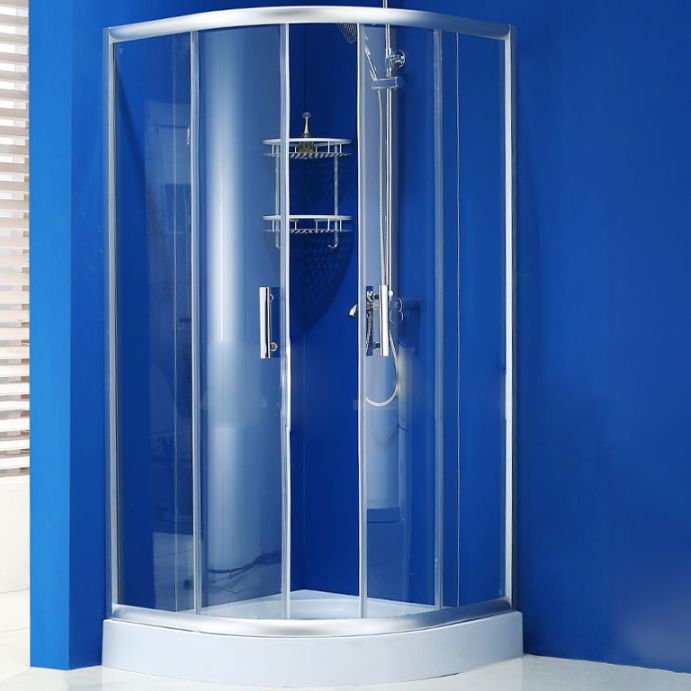 Round Double Sliding Door Shower Enclosure Tempered Glass Shower Enclosure