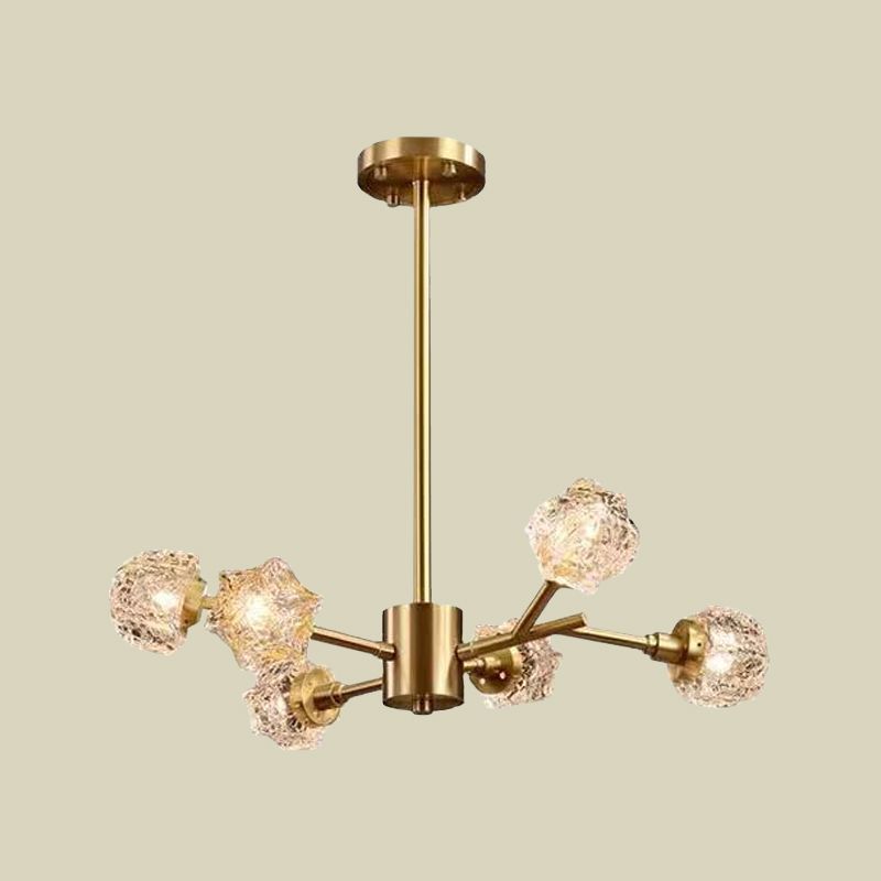 Lampadella a blocchi di cristallo a 6 bulba Light Light Modern Brass Starburst Dining Room Aione a sospensione