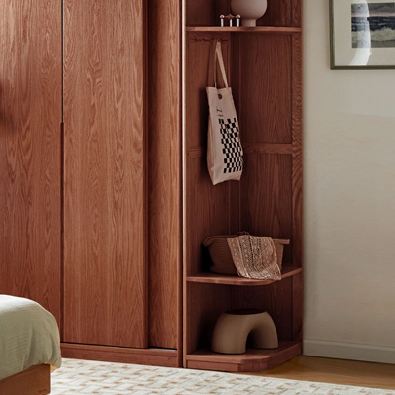 Solid Wood Wardrobe Modern Walnut Armoire Cabinet for Bedroom