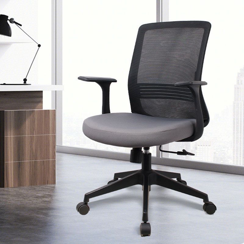 Modern Fixed Arms Black Chair Breathable AirGrid Height-adjustable Desk Chair