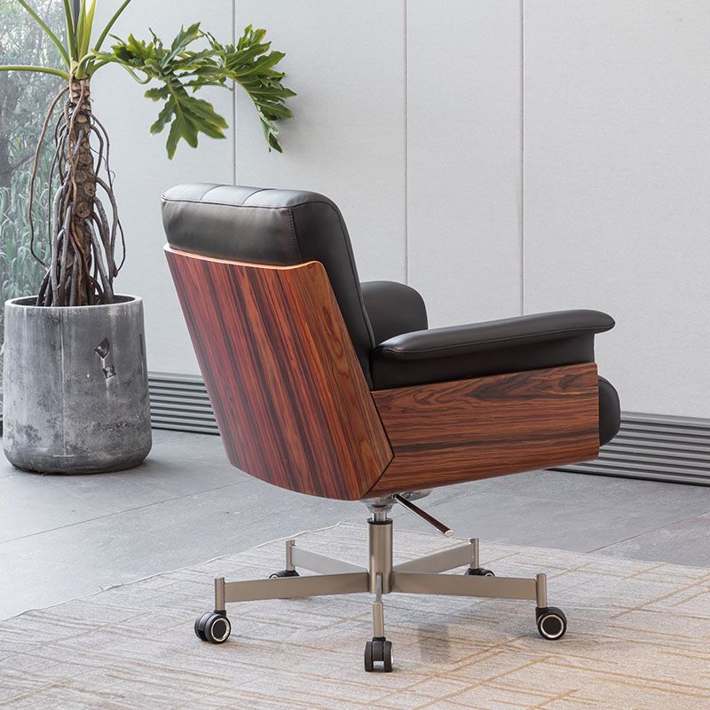 Modern Desk Chair Fixed Arms Upholstered No Distressing Office Chair