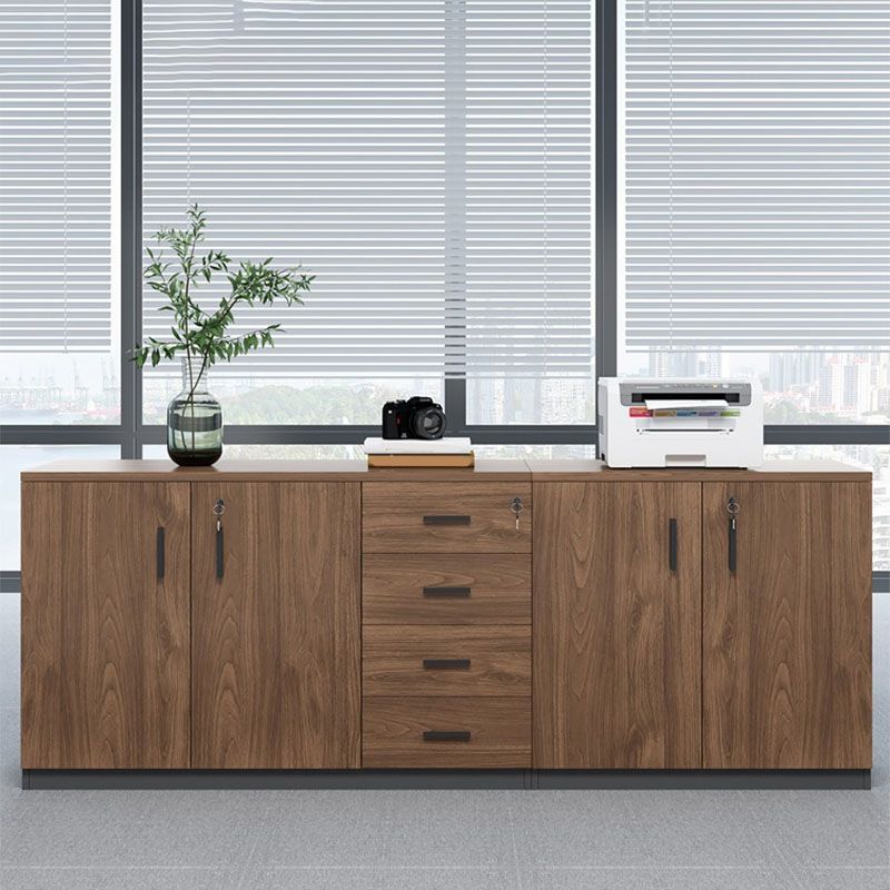 Lateral Modern Filing Cabinet Engineered Wood File Cabinet with Lock and Storage