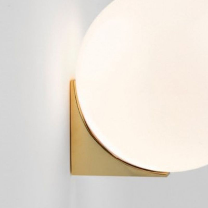 1 / 2 - Light Cream White Bathroom Vanity Lighting in Gold Iron and Glass Bath Sconce