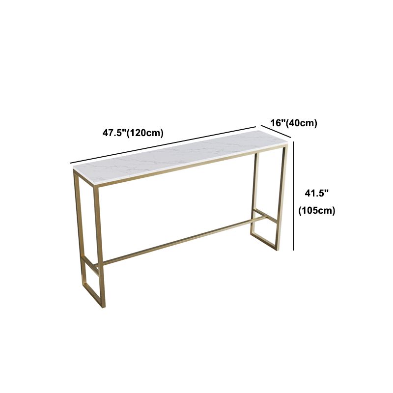 Stone Bar Dining Table Glam Rectangle Bar Table with Trestle for Restaurant