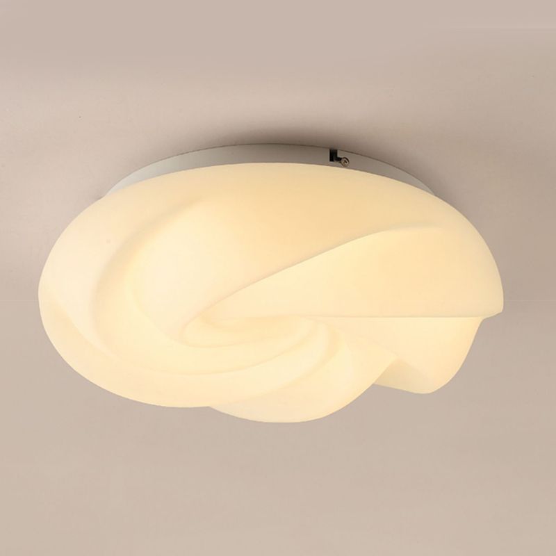 LED Modern Metal Flush Mount Cookie Shape Ceiling Light with Plastic Shade for Living Room