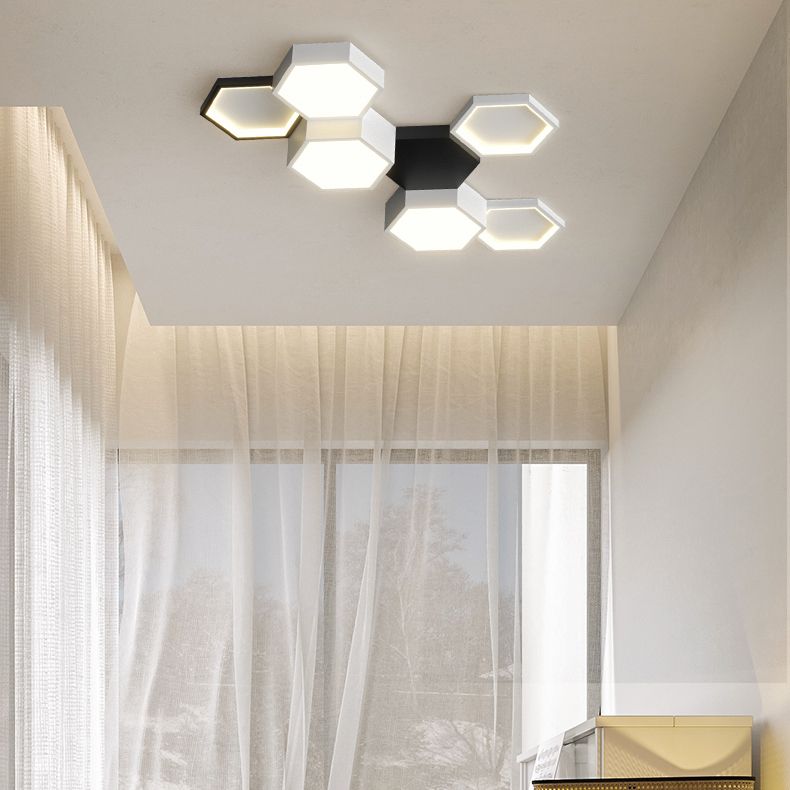 Modern Simple Style Iron Ceiling Light Hexagon Shape LED Ceiling Lamp for Bedroom