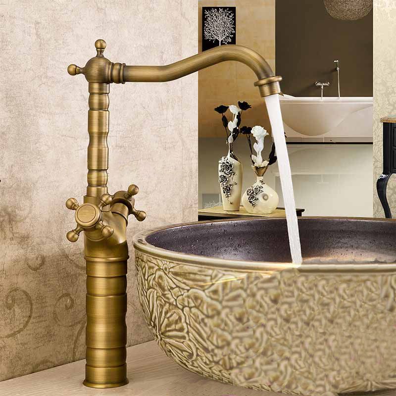 Traditional Kitchen Faucet Brass High Arc Gold Standard Kitchen Faucets with Double Handle