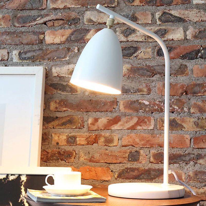 Simple Stylish Conical Desk Lamp with Marble Base Metallic 1 Light Bedside Reading Book Light in Black/White