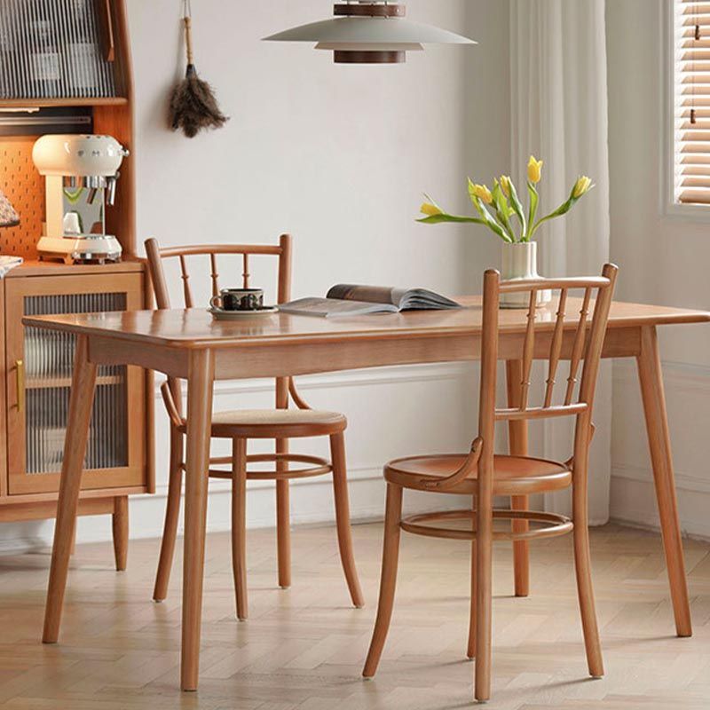 Wood Dining Side Chair Traditional Slat Back Side Chair for Home