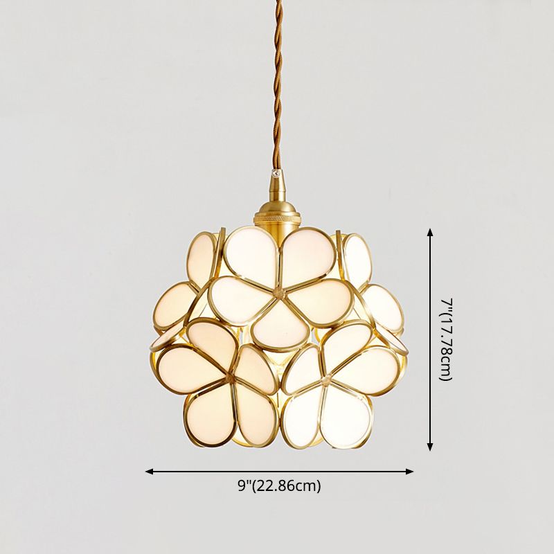 1 Light Flower Hanging Ceiling Light Nordic Style Metallic Down Lighting Pendant  for Restaurant