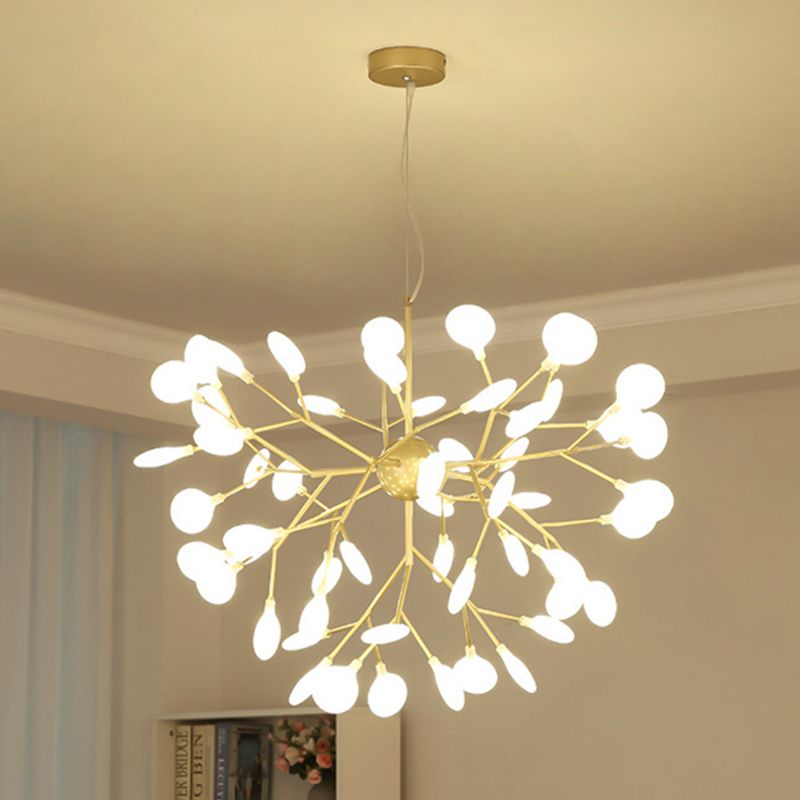 Modern Glowworm Chandelier Light Fixtures Multi-Head Gold Suspension Pendant Lamps