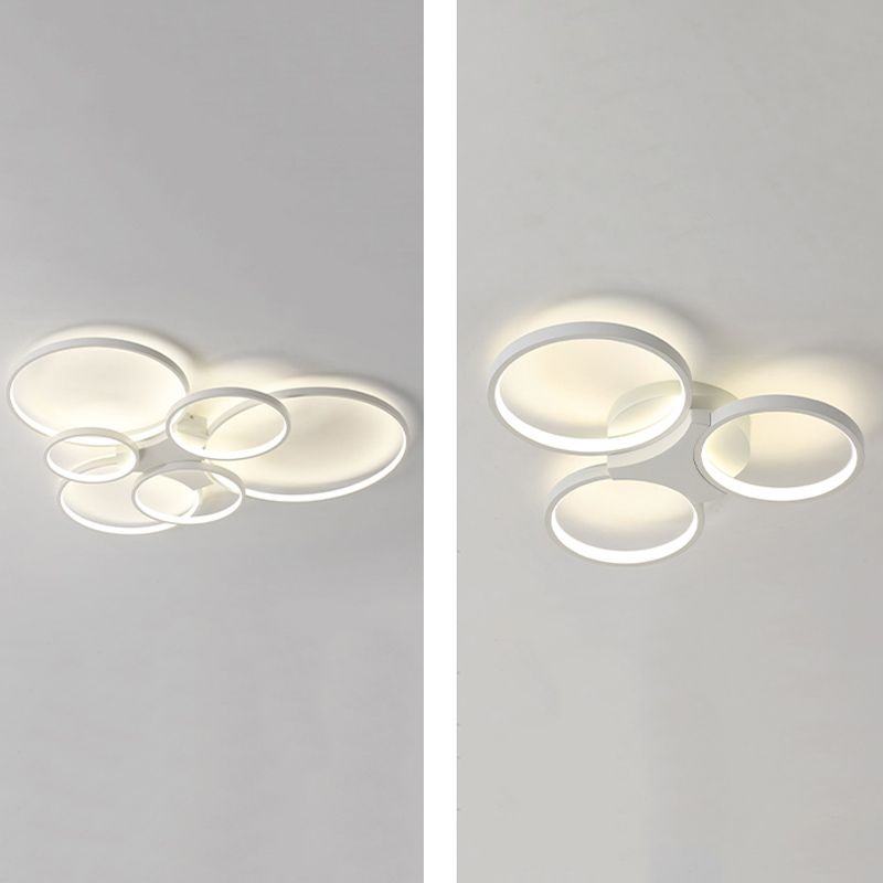 LED Ring 3 / 6 - Light Semi Flush Mount in Matte White Iron and Acrylic Ceiling Fixture