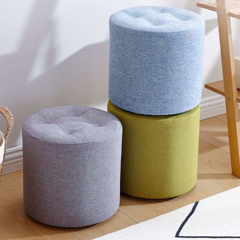 Fabric Cylinder Shape Pouf Pure Color Tufted Contemporary Fade Resistant Pouf