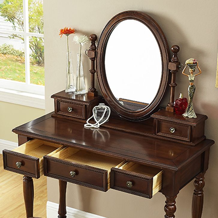 Traditional Makeup Vanity Set Wooden 5 Drawers Vanity Tables