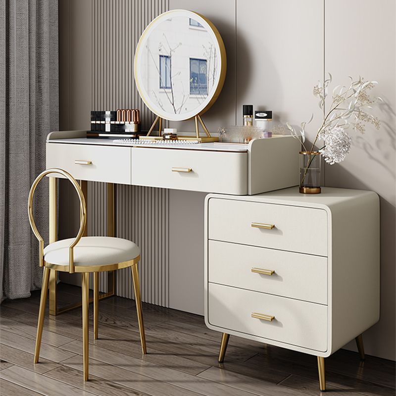 Glam Beige Vanity Dressing Table Set Slate Top Dressing Table