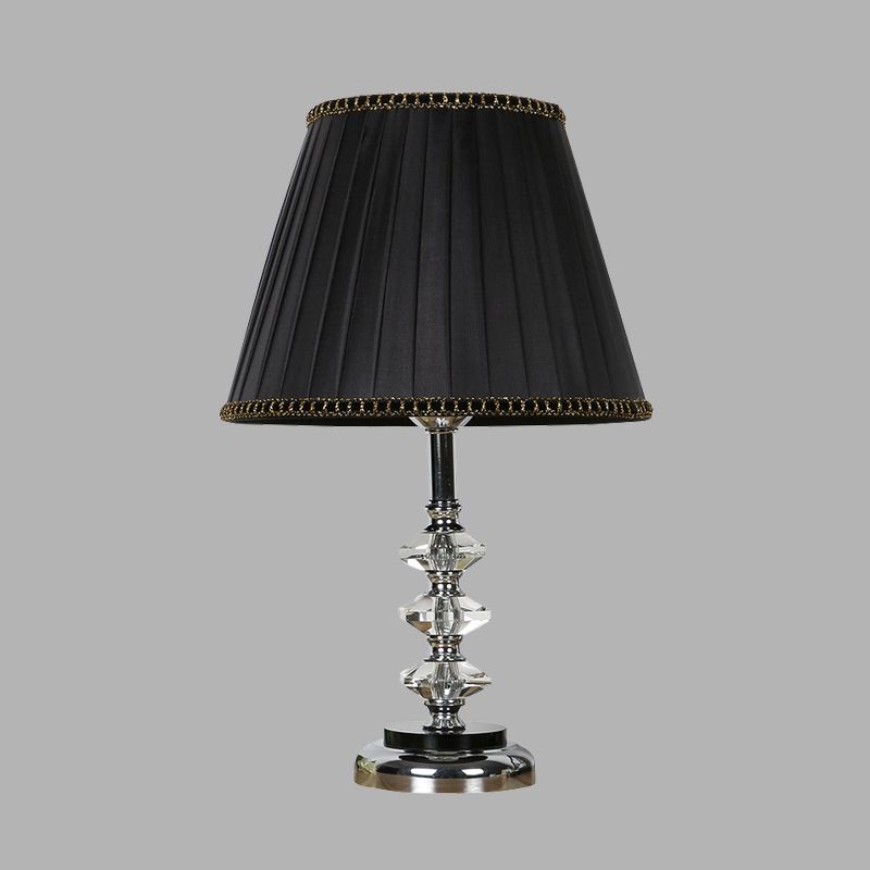 Tissu de chevet conique Light Minimalisme 1 lampe de table de nuit à chambre claire légère en noir avec déco cristallin