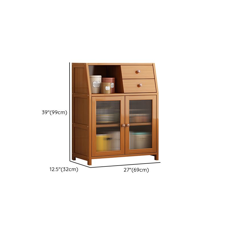 Brown Bamboo Dining Server Contemporary Sideboard Cabinet for Kitchen