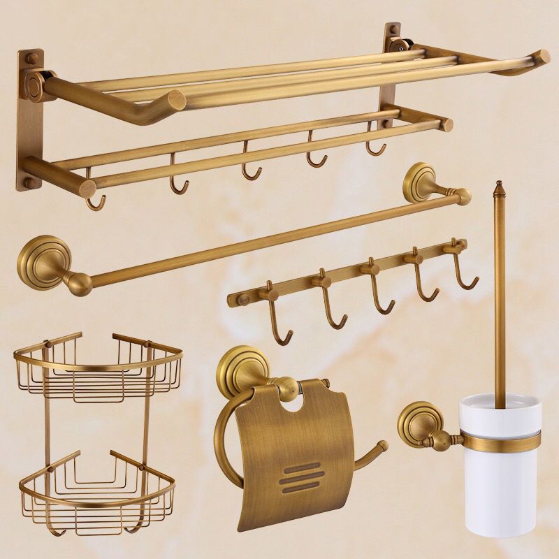 4-Piece Traditional Bathroom Accessory Set Gold Brass Bathroom Accessories Hardware Set