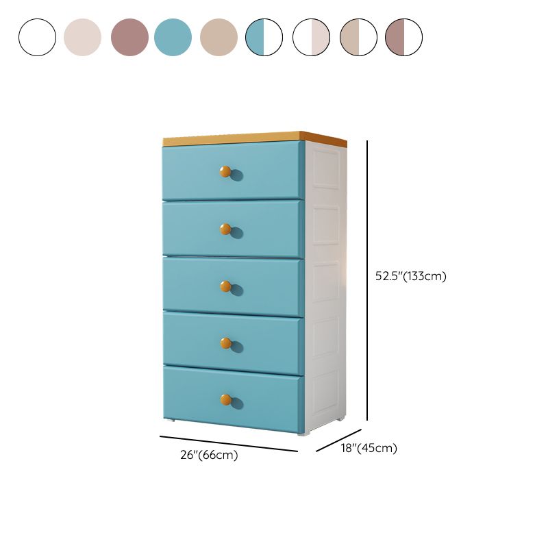 Modern Nursery Dresser Chest Plastic Kids Nightstand with 3/4/5/6/7 Drawers