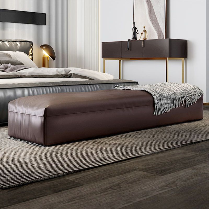 Modern Cushioned Seating Bench Solid Color Rectangle Bedroom Bench