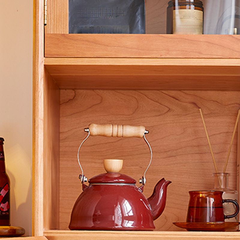 Modern Style Cherry Wood Storage Sideboard Cabinet with Glass Doors