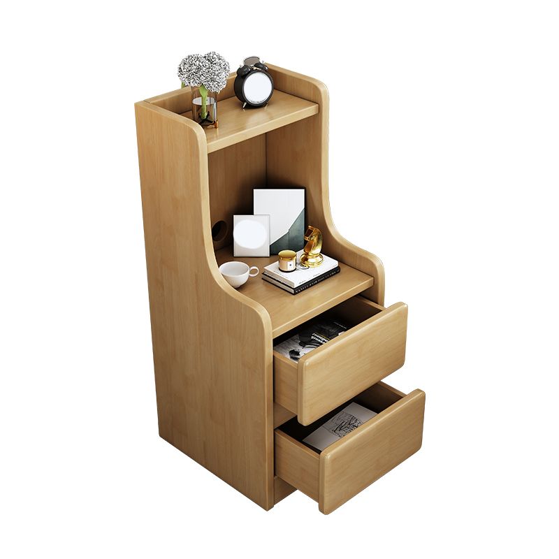 Solid Wood Bedside Table Modern Minimalist Open Bedside Table with Drawers