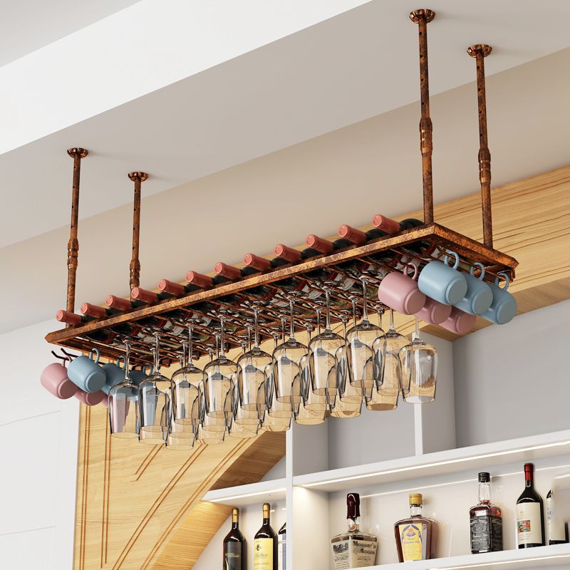 Industrial Metal Wine Bottle & Glass Rack Hanging Wine Rack Kit