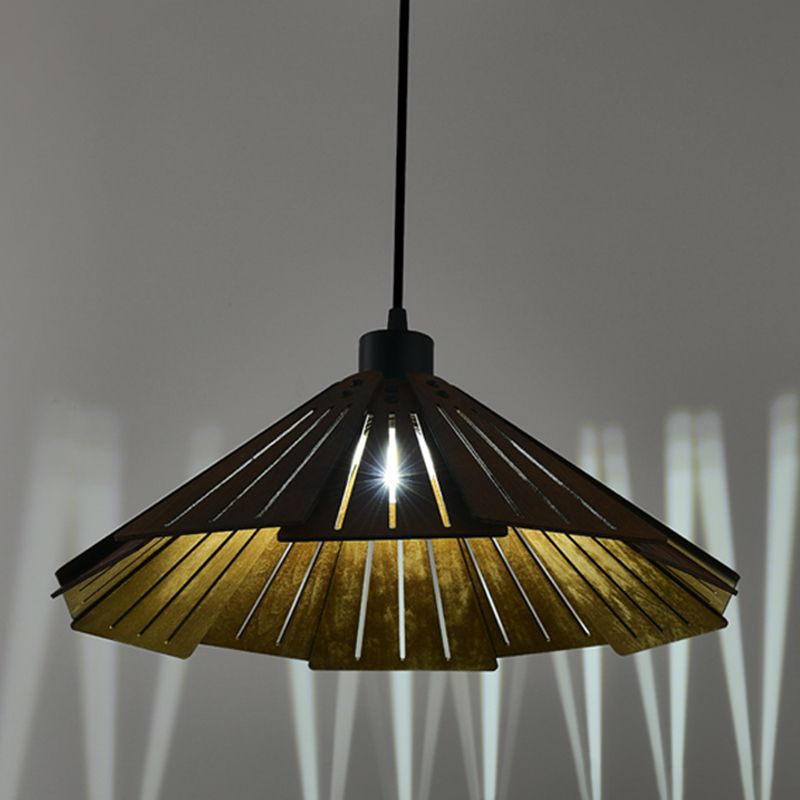 Cone Shape Pendant Lighting Modern Style Wood 1 Light Pendant Lamp for Bedroom