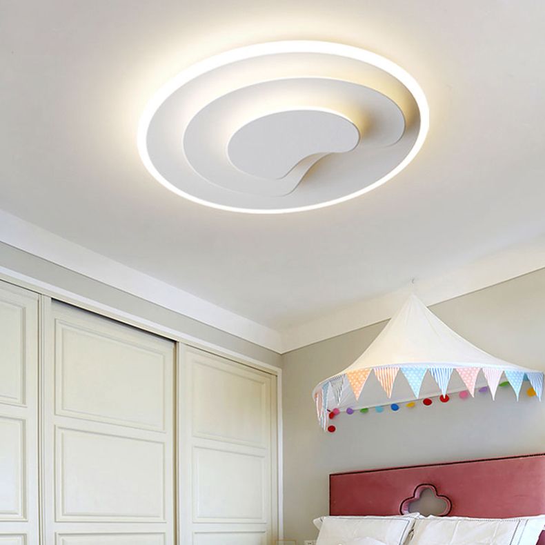 Modern Metal Flush Mount LED Geometric Shape Ceiling Light with Acrylic Shade for Bedroom