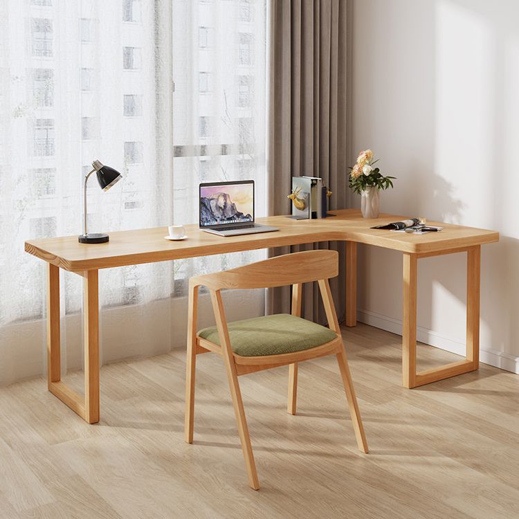 Modern Solid Wood Writing Desk Sled Base Natural Office Desk