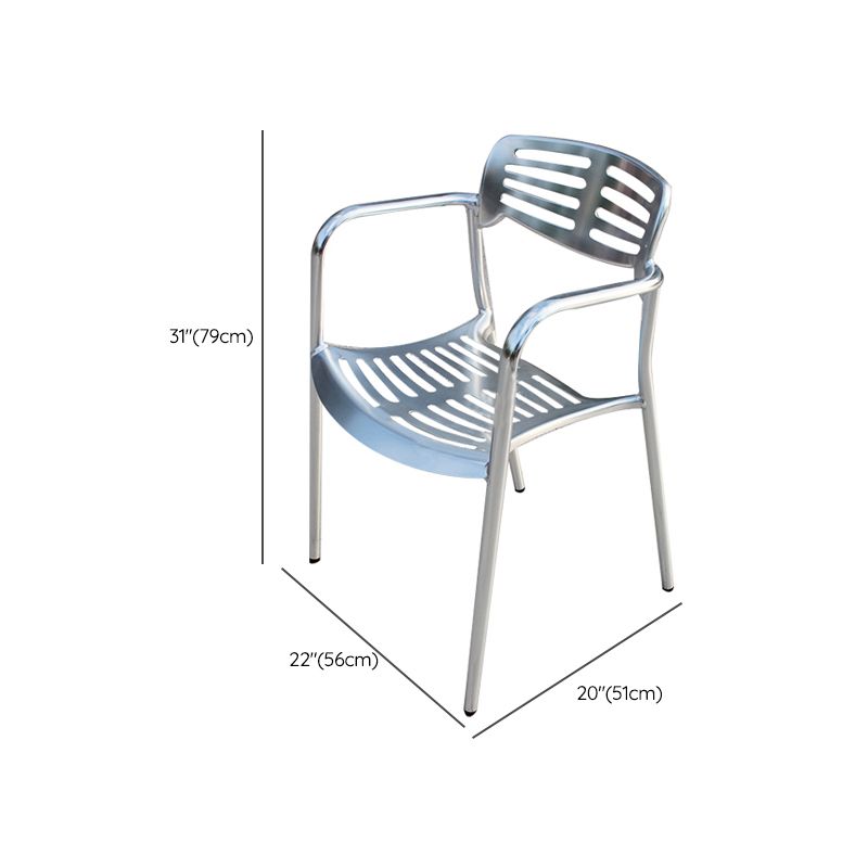 Stacking Metal Outdoors Dining Chairs with Arm Patio Dining Chair