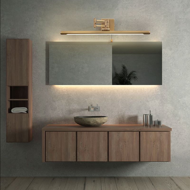 Modern Minimalist Style Cylindrical Wall Mounted Vanity Lights Copper Vanity Lighting for Bathroom