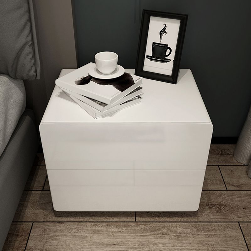 Modern Solid Wood Night Table with Drawers Included, Nightstand in White